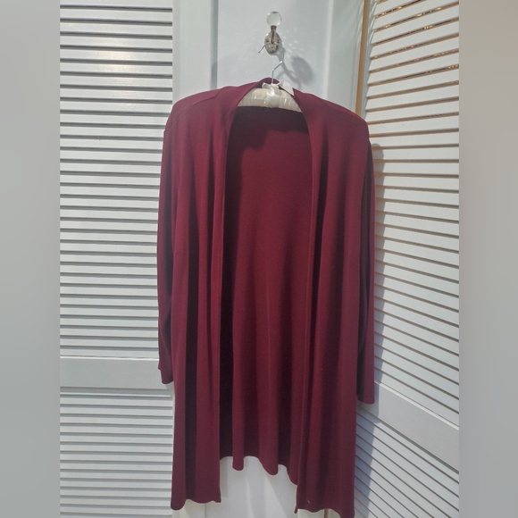 J. Jill Jackets & Blazers - J.Jill Wearever 2X Burgandy Wine Duster Cardigan EUC